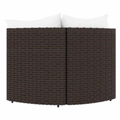 Tuinhoekbanken met kussens 2 st poly rattan bruin - thumbnail