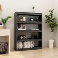 Boekenkast/kamerscherm 100x30x135,5 cm massief grenenhout grijs - thumbnail