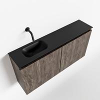 MONDIAZ TURE 100cm toiletmeubel dark brown. EDEN wastafel urban links geen kraangat - thumbnail