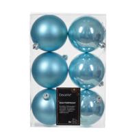 6 onbreekbare kerstballen sugar blauw 8 cm - thumbnail