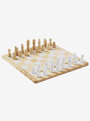 Houten schaakspel beige