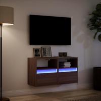 Tv-wandmeubels met LED 2 st 41x31x45 cm bruin eikenkleurig - thumbnail