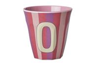 Gestreepte melamine mok LETTER O rice, medium 250 ml meerkleurig - thumbnail