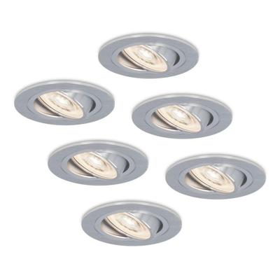 Set van 6 Chandler LED inbouwspots - 6W 570lm - GU10 LED Module - 4000K neutraal wit - Dimbaar - Kantelbaar - IP20 voor binnen - RVS Set van 6 Chandler LED inbouwspots - 6W 570lm - GU10 LED Module - 4000K neutraal wit - Dimbaar - Kantelbaar - IP20 voor binnen - RVS