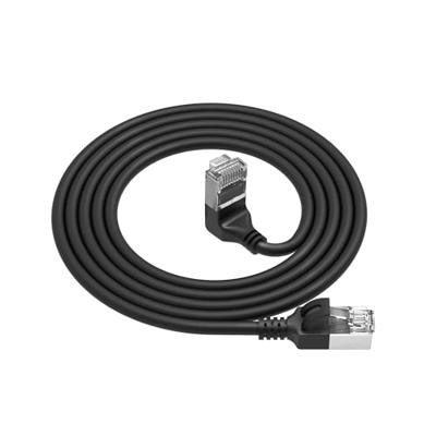 ACT DA4930 U/FTP CAT6A LSZH Slimline Patchkabel | RJ45 Connectoren Recht naar 90° Haaks Boven | Zwart | 15 cm