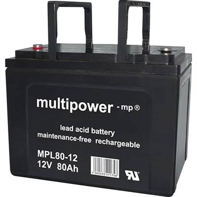 multipower MPL80-12I Loodaccu 12 V 80 Ah Loodvlies (AGM) (b x h x d) 260 x 207 x 170 mm M6-schroefaansluiting Onderhoudsvrij, Geringe zelfontlading