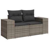 10-delige Loungeset met kussens poly rattan grijs - thumbnail