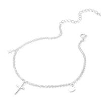 Zilveren Enkelband met Ster, Kruis en Hart Charms - Speels en Stijlvol - thumbnail