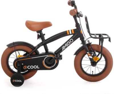 AMIGO 2Cool 12 Inch Jongens Terugtraprem Zwart AMIGO 2Cool 12 Inch Jongens Terugtraprem Zwart