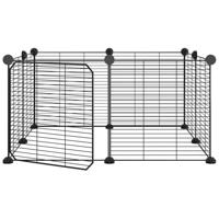 VidaXL Huisdierenkooi met deur 8 panelen 35x35 cm staal zwart - thumbnail