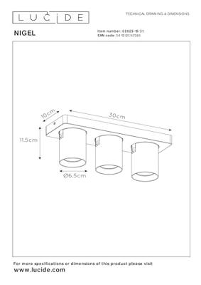Lucide NIGEL - Plafondspot - LED Dim to warm - GU10 - 3x5W 2200K/3000K - Wit Lucide NIGEL - Plafondspot - LED Dim to warm - GU10 - 3x5W 2200K/3000K - Wit