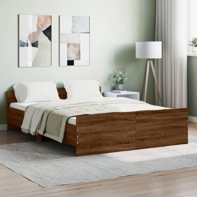 Bedframe hoofd- en voeteneinde bruin eikenkleur 135x190 cm