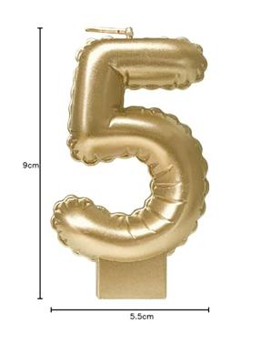 Folie Ballon Kaarsje Cijfer &apos;5&apos; Goud