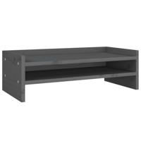 VidaXL Monitorstandaard 50x24x16 cm massief grenenhout grijs - thumbnail