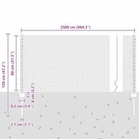 VidaXL Hek met paal zilver 0,8 x 25 m staal - thumbnail