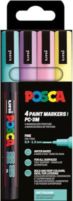 Uni POSCA paintmarker PC-3M, 1,5 mm, etui van 4 stuks in geassorteerde zachte kleuren Uni POSCA paintmarker PC-3M, 1,5 mm, etui van 4 stuks in geassorteerde zachte kleuren