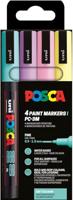 Uni POSCA paintmarker PC-3M, 1,5 mm, etui van 4 stuks in geassorteerde zachte kleuren - thumbnail