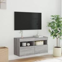 Tv-wandmeubel met LED-verlichting 80x30x40 cm grijs sonoma - thumbnail