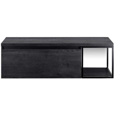 Frozen Badmeubelset 140 cm - Greeplijst in Kleur - Zwart Frame - Wastafelbovenblad Black Oak