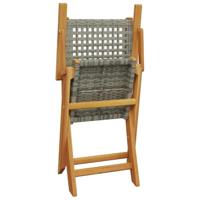 Tuinstoelen 2 st massief acaciahout en poly rattan grijs - thumbnail