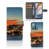 Motorola Moto G60 | Telefoonhoesje | Met pasjeshouder | Olifanten - thumbnail