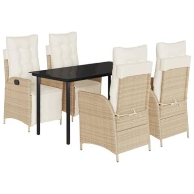 5-delige Tuinset met kussens poly rattan beige