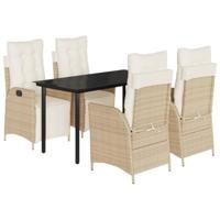 5-delige Tuinset met kussens poly rattan beige - thumbnail