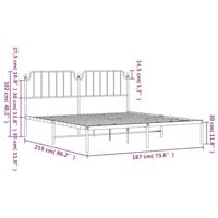 Bedframe met hoofdbord metaal zwart 183x213 cm - thumbnail