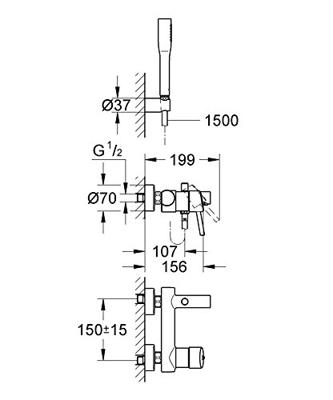 GROHE Concetto badkraan met omstel en koppelingen met douchegarnituur chroom 32212001