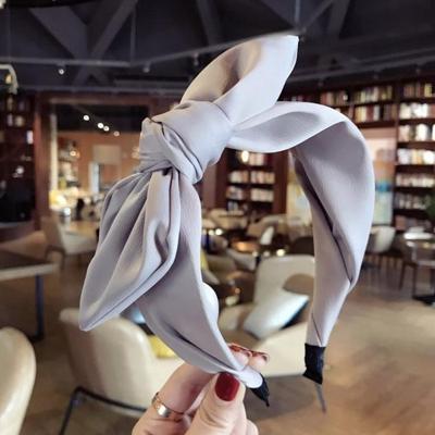 Konijn oren doek boog hoofdband meisjes haar hoepel bands accessoires (grijs)