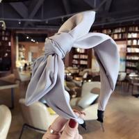 Konijn oren doek boog hoofdband meisjes haar hoepel bands accessoires (grijs) - thumbnail