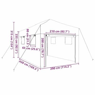 Kas met dak Groen 290 x 430 x 315 cm Staal