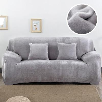 Pluche stof sofa cover dikke zachte bank elastische sofa covers niet omvatten kussensloop specificatie: 1 seat 90-140cm (grijs)