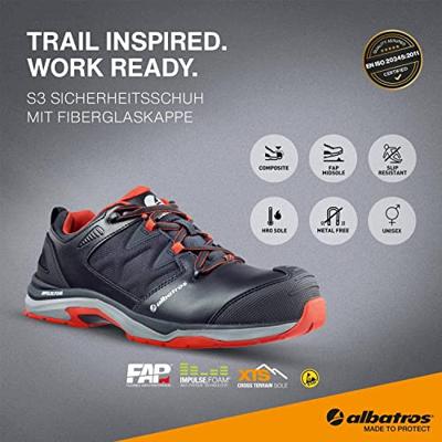 Albatros ULTRATRAIL BLACK LOW 646200-41 Veiligheidsschoenen ESD S3 Schoenmaat (EU): 41 Zwart, Rood 1 paar - thumbnail