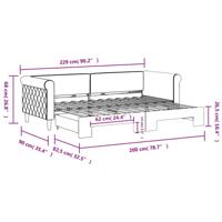 Slaapbank met onderschuifbed 80x200 cm fluweel donkergrijs - thumbnail