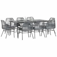 9-delige Tuinset met kussens poly rattan glas grijs - thumbnail
