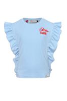 LOOXS Little Zomer t-shirt meisjes rib ruffel - blauw - thumbnail