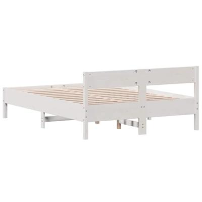 Bedframe met hoofdbord massief grenenhout wit 140x200 cm Bedframe met hoofdbord massief grenenhout wit 140x200 cm