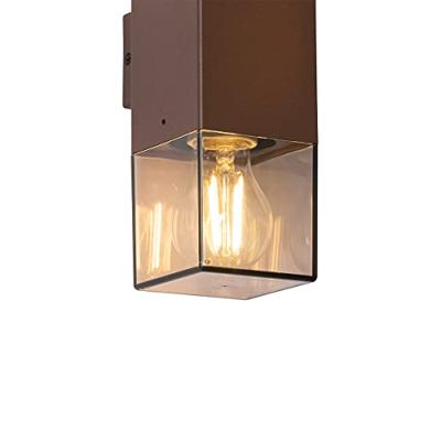 QAZQA Buiten wandlamp roestbruin met smoke kap 2-lichts IP44 -