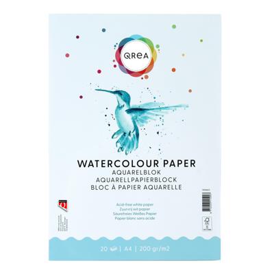 Aquarelblok qrea a4 20vel 200gr gelijmd | 50 stuks