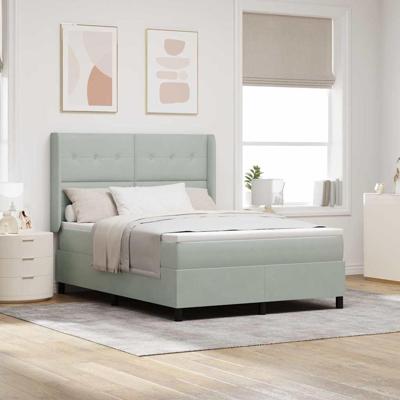 Boxspringbed met hoofdeinde Lichtgrijs 140 x 200 cm Fluweel