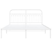 Bedframe met hoofdbord metaal wit 150x200 cm - thumbnail