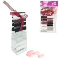 Geschenktas gestreept bordeaux 15 cm 6 stuks | 24 stuks - thumbnail