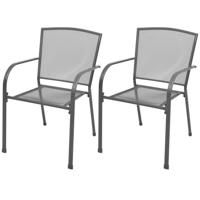 Tuinstoelen stapelbaar 2 st staal grijs - thumbnail