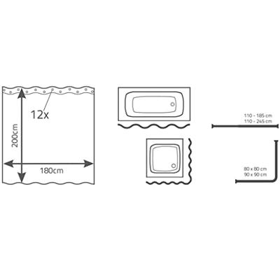 RIDDER douchegordijn brilliant 180x200 cm