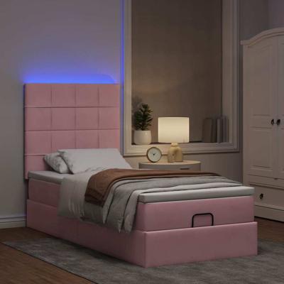 Ottoman bed met matrassen en LED's 120x200cm fluweel roze