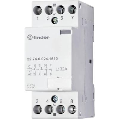 Finder 22.74.0.024.1310 Contactor 4x NO 24 V/DC, 24 V/AC 32 A 1 stuk(s) Finder 22.74.0.024.1310 Contactor 4x NO 24 V/DC, 24 V/AC 32 A 1 stuk(s)