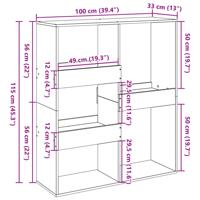 Boekenkast 100x33x135 cm bewerkt hout betongrijs - thumbnail