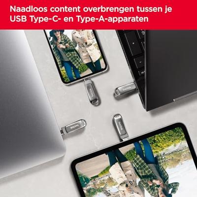 SanDisk Ultra Dual Drive Luxe USB flash drive 256 GB USB Type-A / USB Type-C 3.2 Gen 1 (3.1 Gen 1) Roestvrijstaal - thumbnail