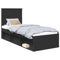 Bedframe met hoofdeinde Zwart 75 x 190 cm Massief grenenhout - thumbnail